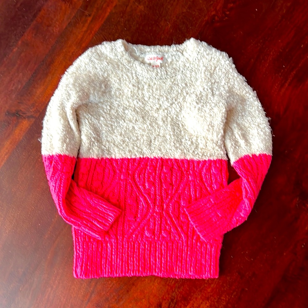 Hot pink and cream long sleeve sweater